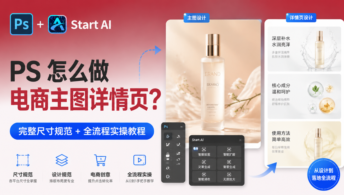 PS 怎么做电商主图详情页？完整尺寸规范 + 全流程实操教程