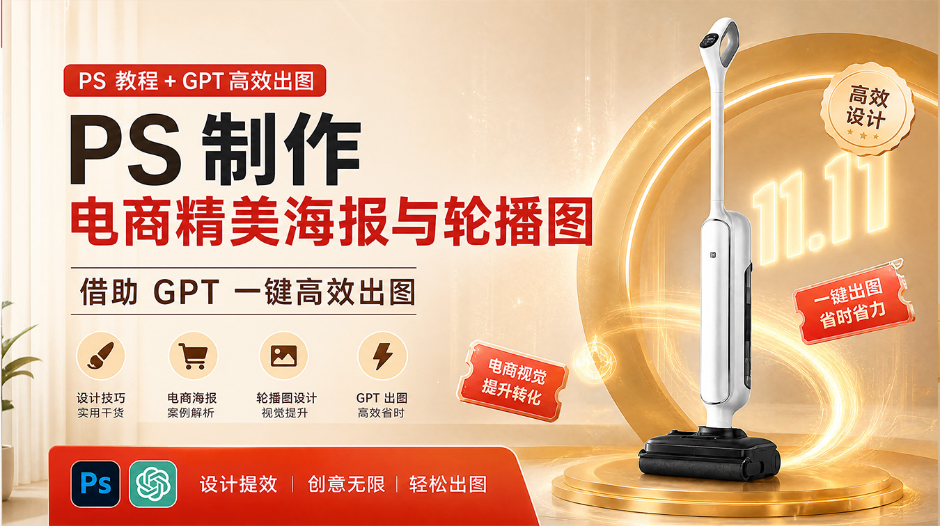 PS 制作电商精美海报与轮播图，借助 GPT 一键高效出图