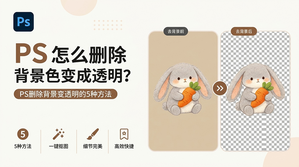 ps怎么删除背景色变成透明？ps删除背景变透明的5种方法