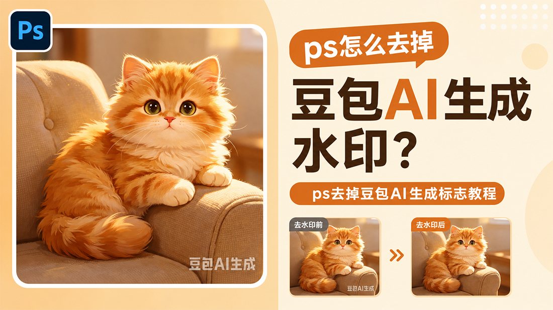 ps怎么去掉豆包AI生成水印？ps去掉豆包AI生成标志教程