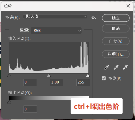 按下 Ctrl+L 调出色阶