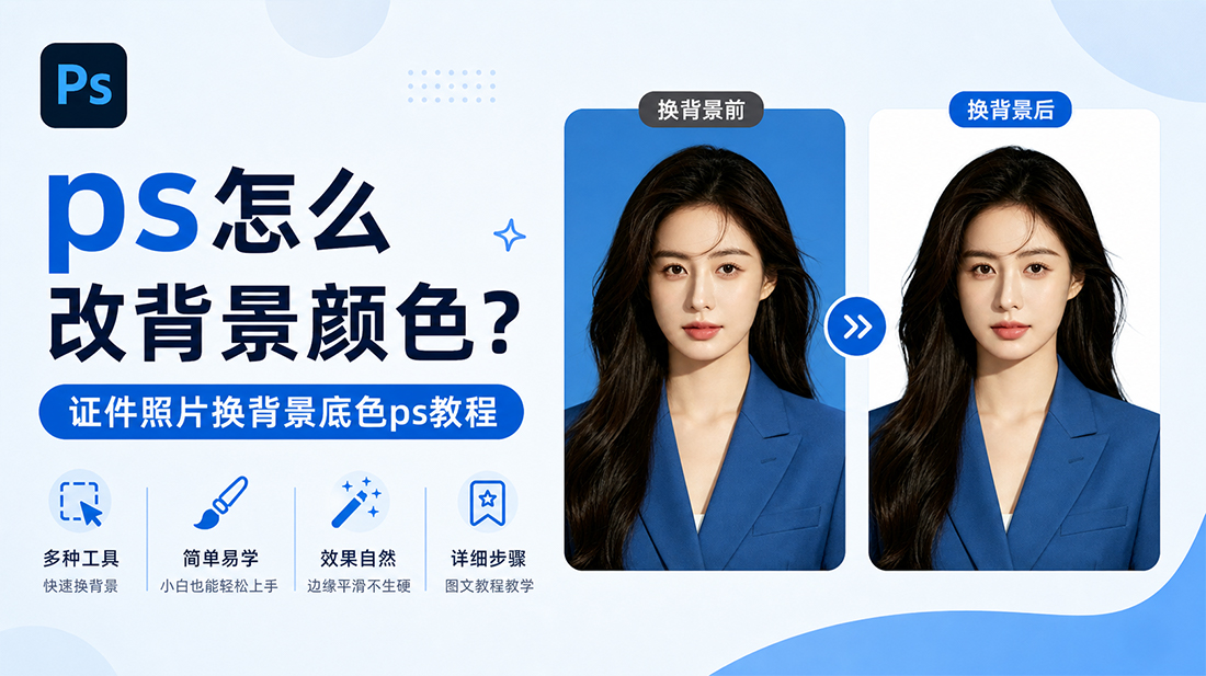 ps怎么改背景颜色？证件照片换背景底色ps教程