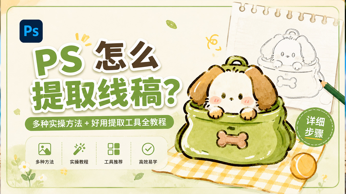 PS 怎么提取线稿？多种实操方法 + 好用提取工具全教程