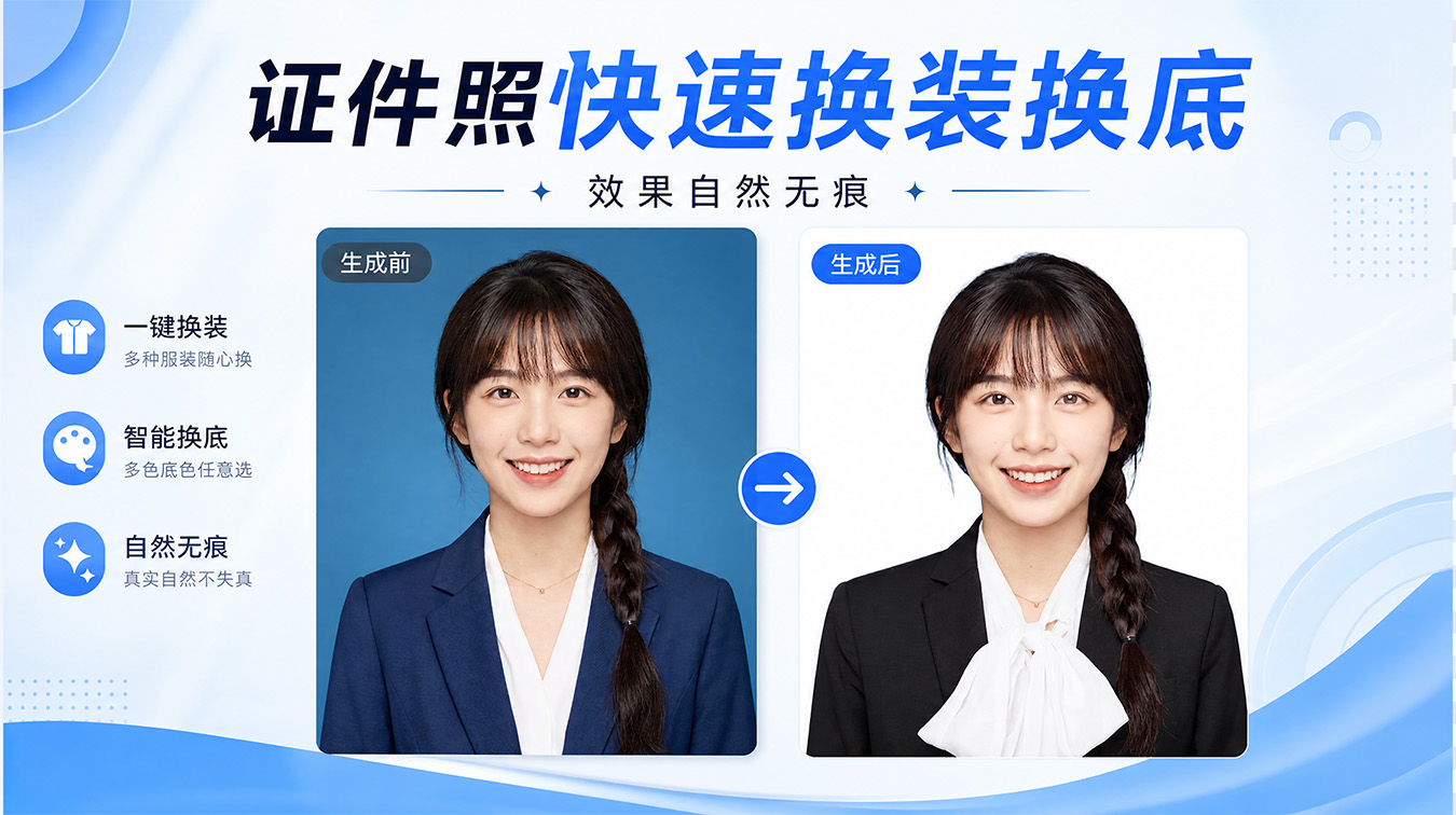 PS怎么更换证件照底色？从手动换底到AI一键换装换底