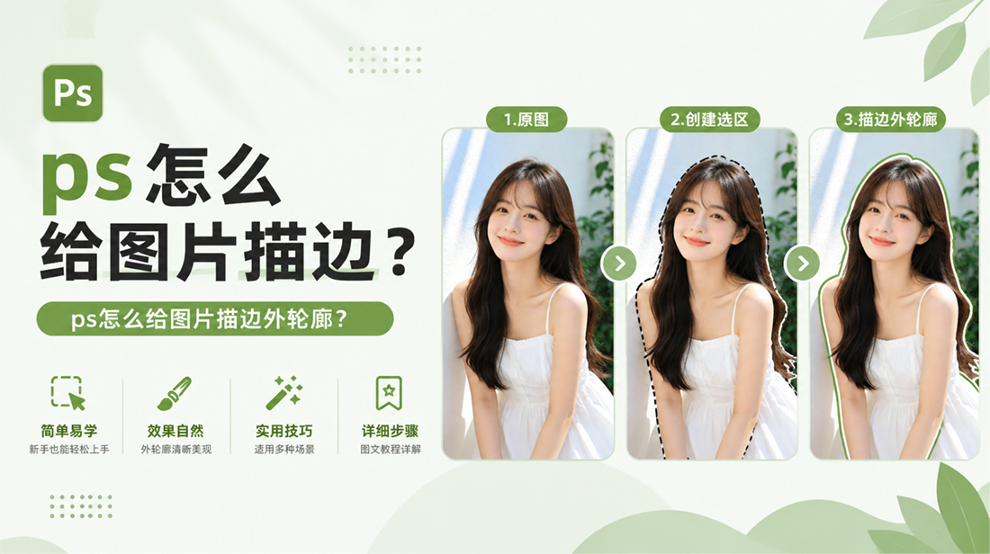 ps怎么给图片描边？ps怎么给图片描边外轮廓？