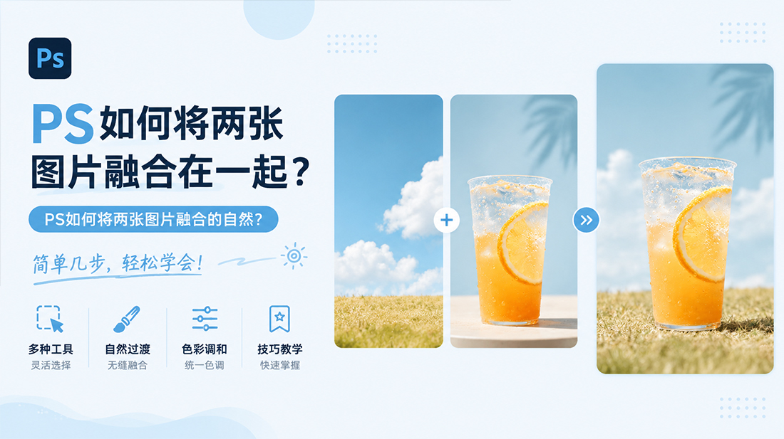 ps如何将两张图片融合在一起？ps如何将两张图片融合的自然？