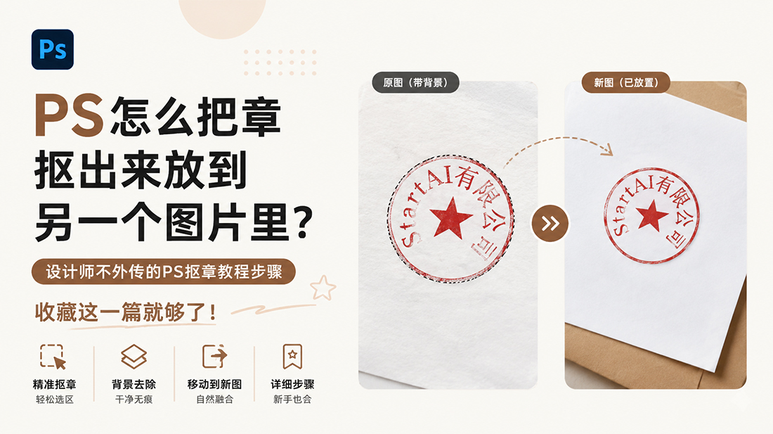 ps怎么把章抠出来放到另一个图片里？