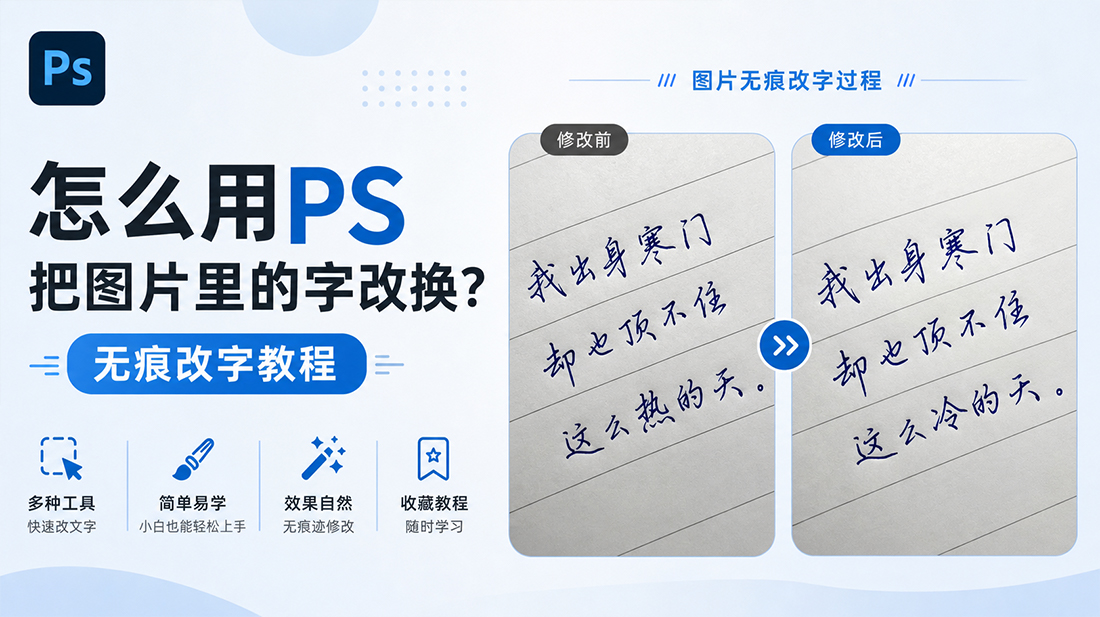 怎么用ps把图片里的字改换？无痕改字教程