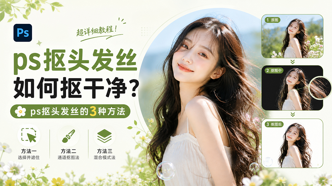 ps抠头发丝如何抠干净？ps抠头发丝的3种方法