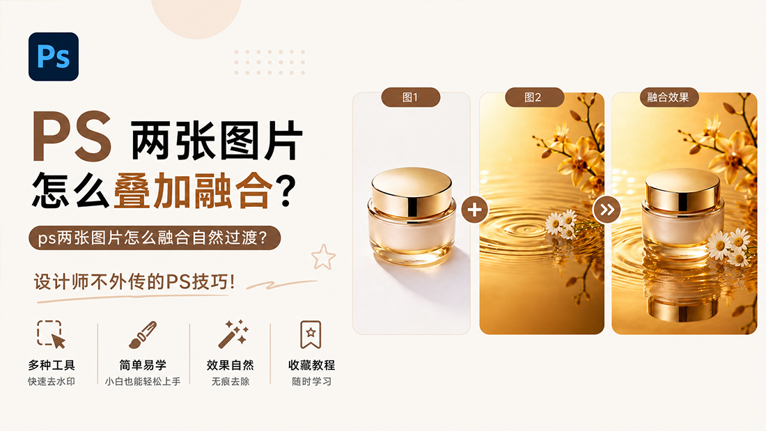 ps两张图片怎么叠加融合？ps两张图片怎么融合自然过渡？