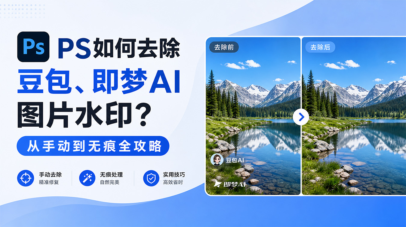 PS如何去除豆包、即梦AI图片水印？从手动到无痕全攻略