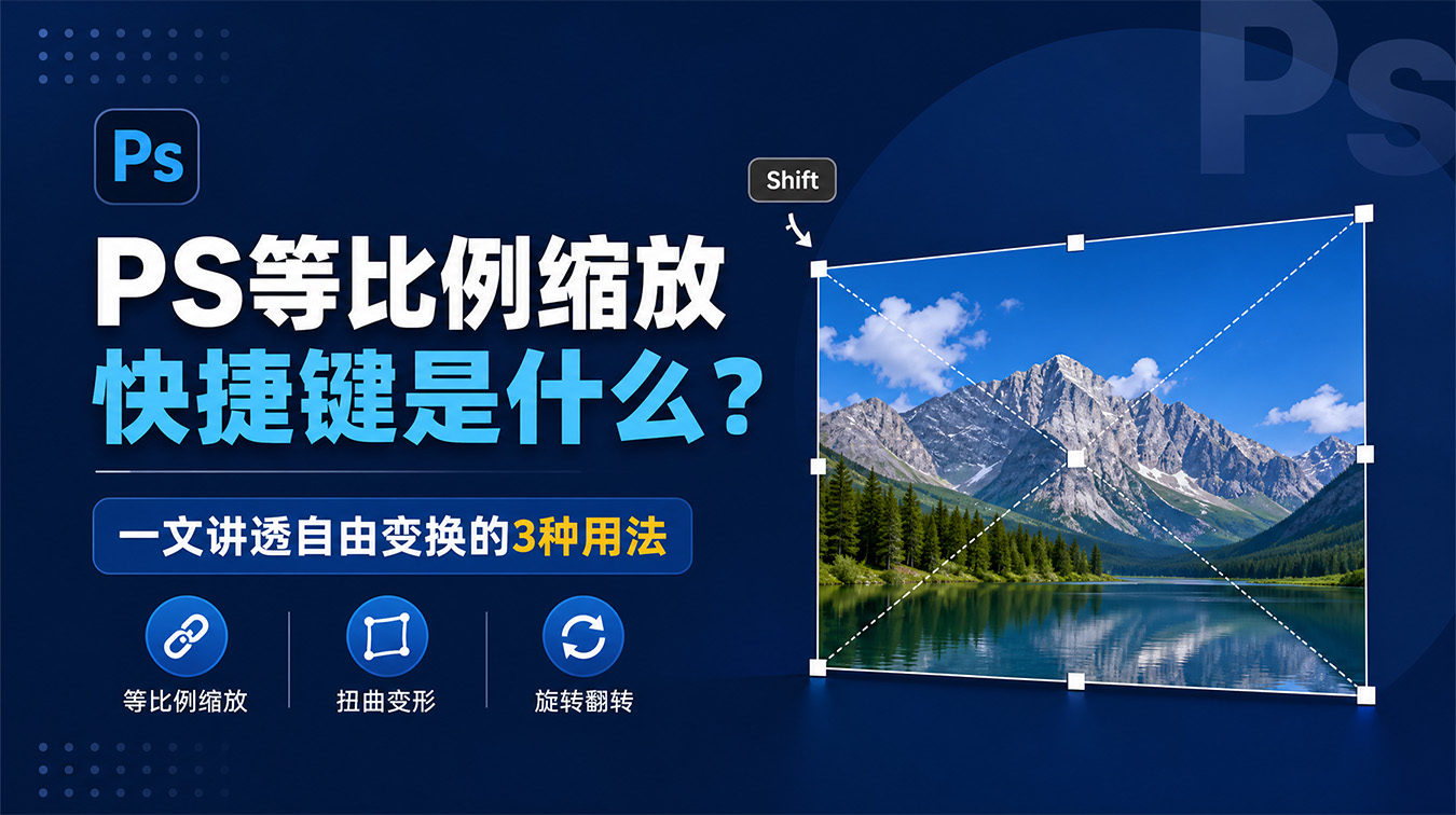 PS等比例缩放快捷键是什么？一文讲透自由变换的3种用法