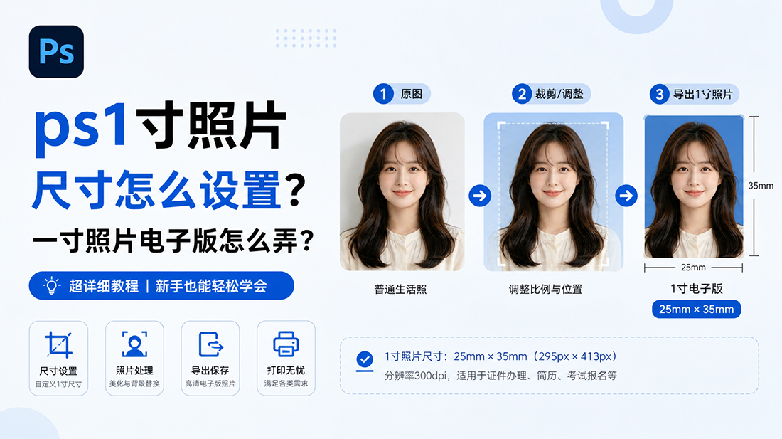 ps1寸照片尺寸怎么设置?一寸照片电子版怎么弄?