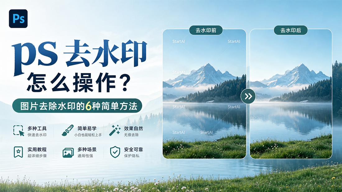 ps去水印怎么操作？图片去除水印的6种简单方法