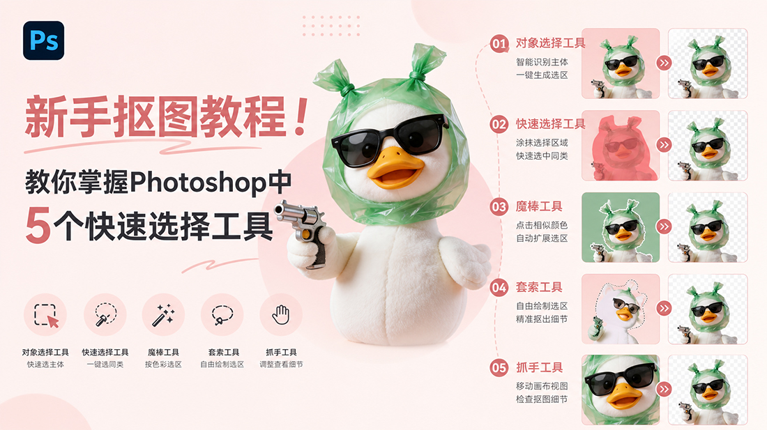 新手抠图教程!教你掌握Photoshop中5个快速选择工具