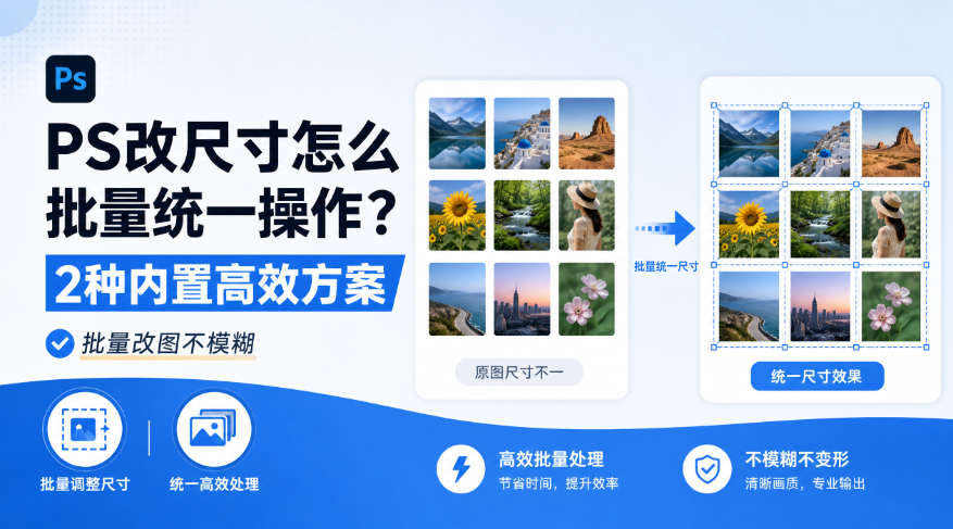 PS改尺寸怎么批量统一操作?2种内置高效方案,批量改图不模糊