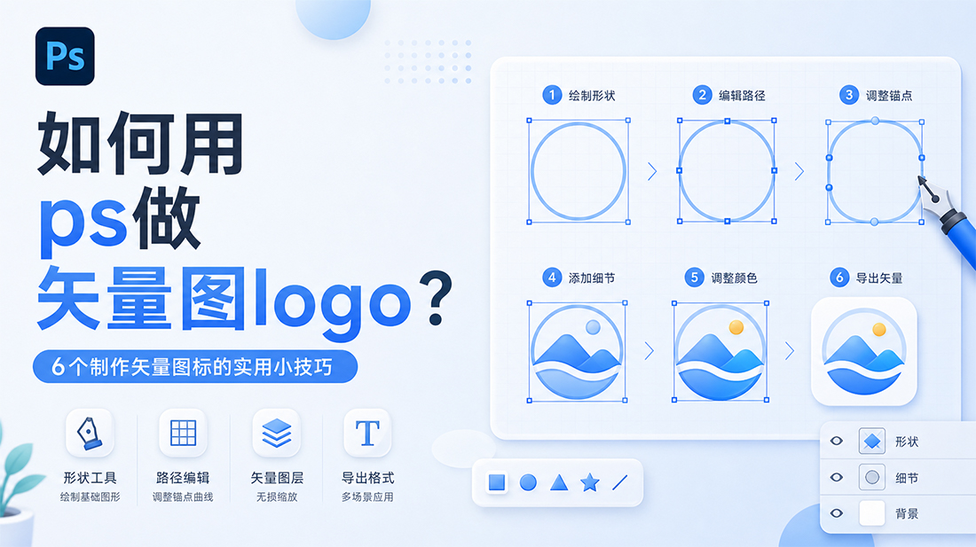 如何用ps做矢量图logo？6个制作矢量图标的实用小技巧