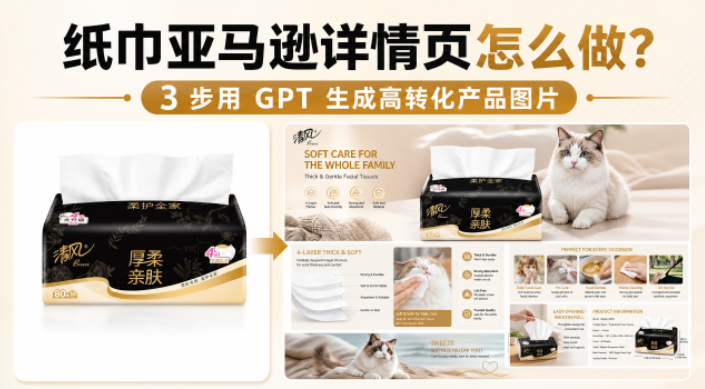 纸巾亚马逊详情页怎么做？3 步用 GPT 生成高转化产品图片