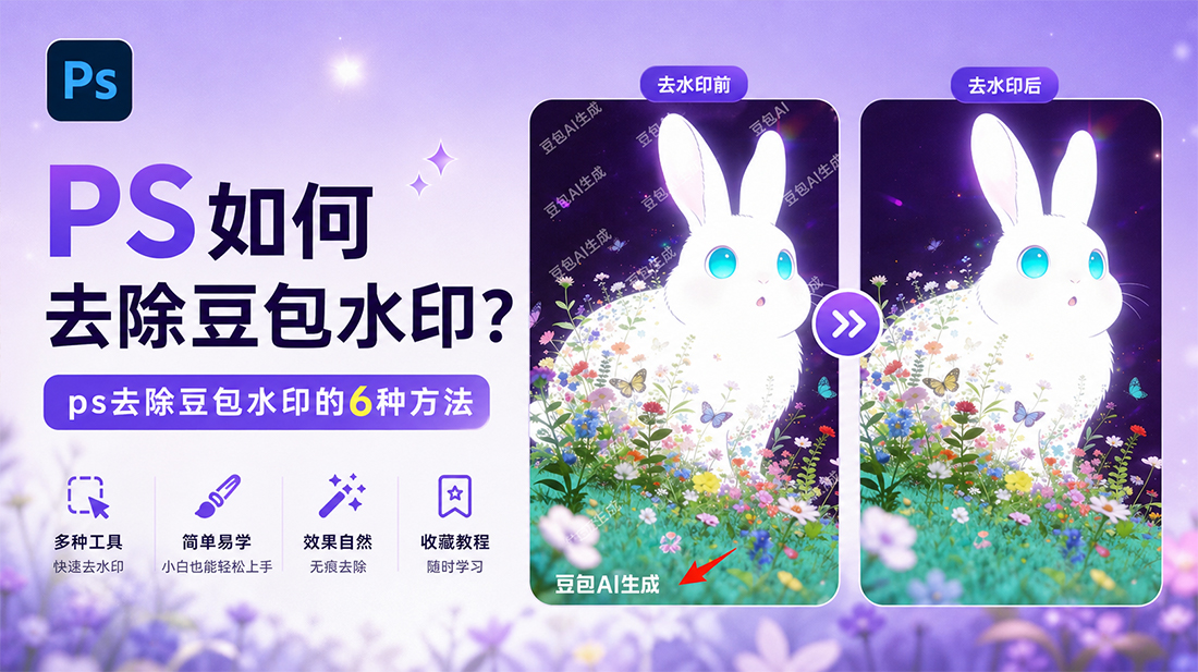 ps如何去除豆包水印？ps去除豆包水印的6种方法