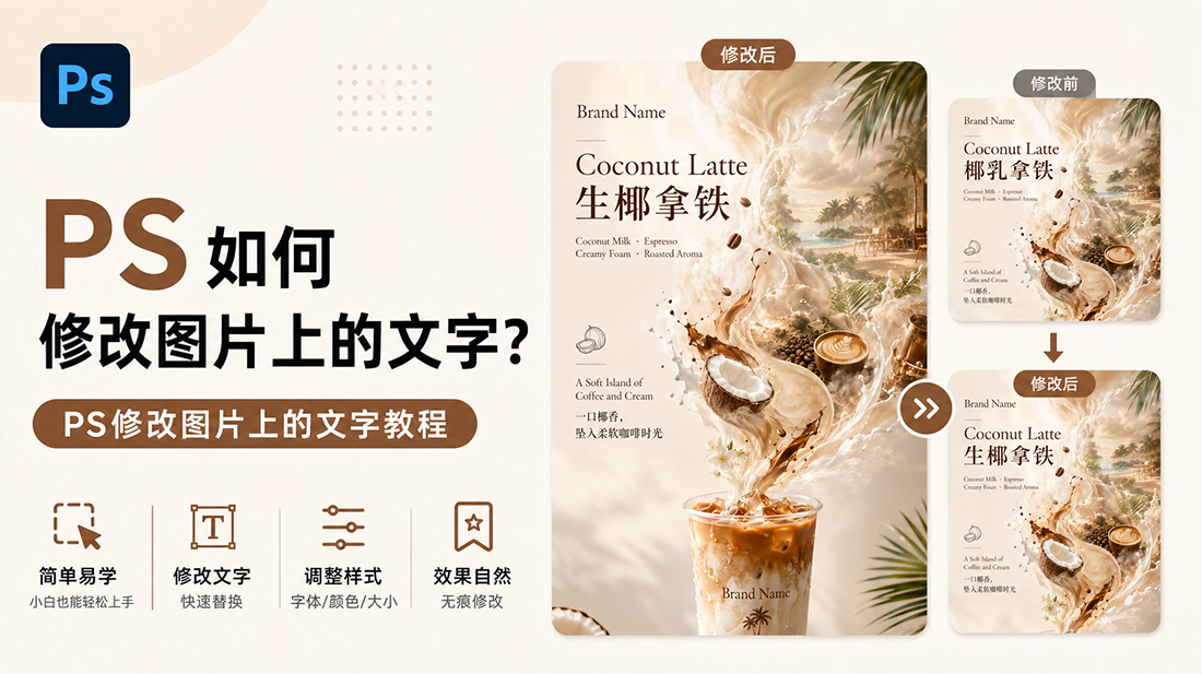 ps如何修改图片上的文字？ps修改图片上的文字教程