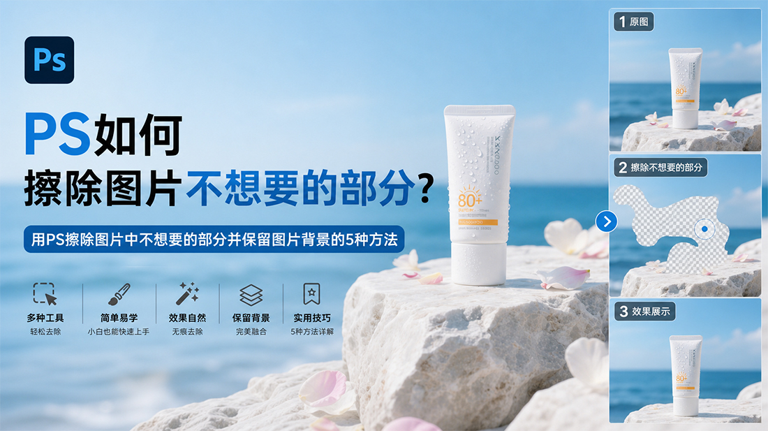 ps如何擦除图片不想要的部分？用ps擦除图片中不想要的部分并保留图片背景的5种方法