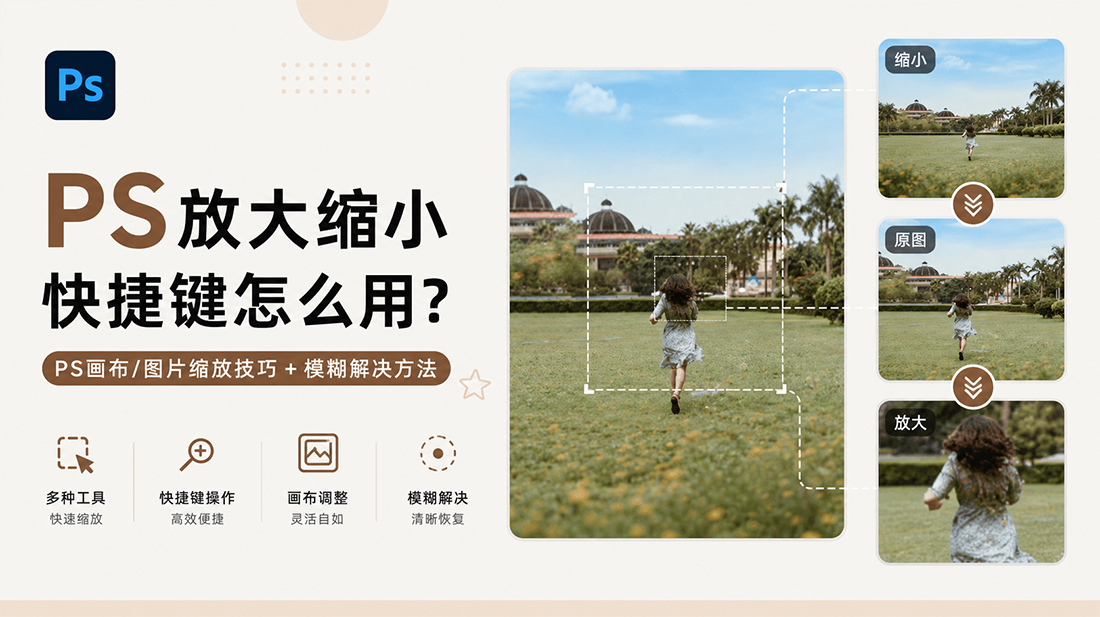 PS放大缩小快捷键怎么用？PS画布/图片缩放技巧+模糊解决方法