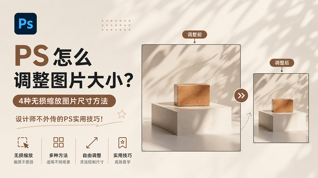 PS怎么调整图片大小？4种无损缩放图片尺寸方法
