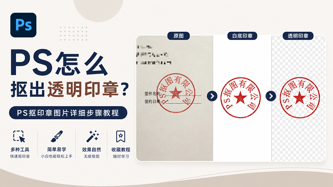 PS怎么抠出透明印章？PS抠印章图片详细步骤教程