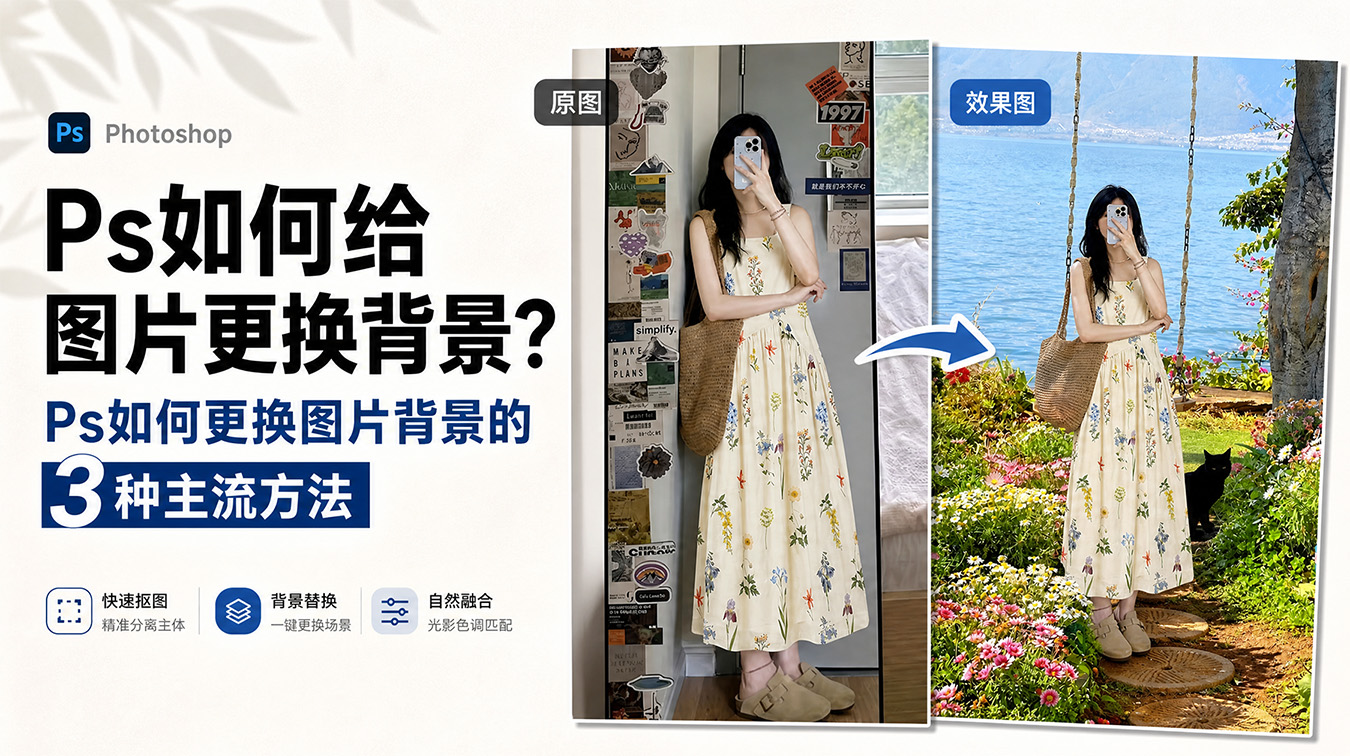 Ps如何给图片更换背景？Ps如何更换图片背景的3种主流方法