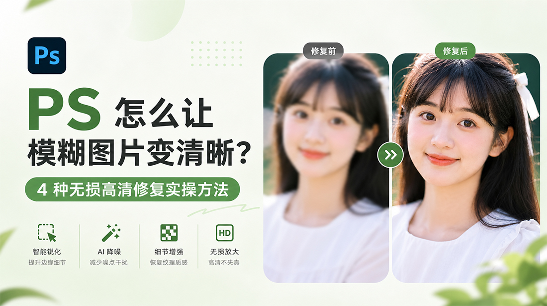 PS怎么让模糊图片变清晰？4 种无损高清修复实操方法