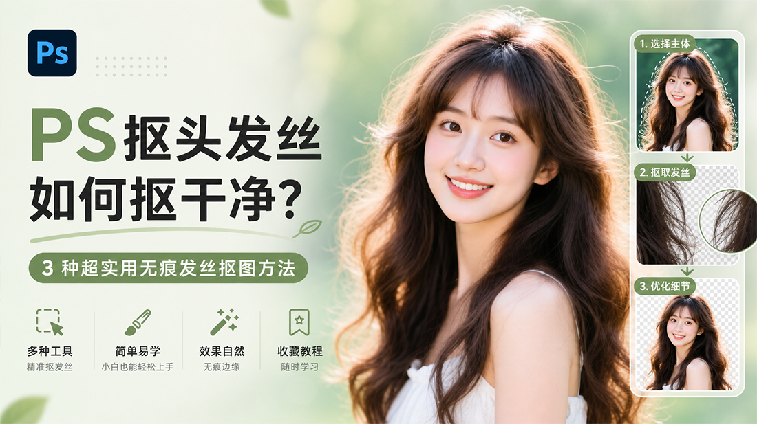 PS抠头发丝如何抠干净？3 种超实用无痕发丝抠图方法