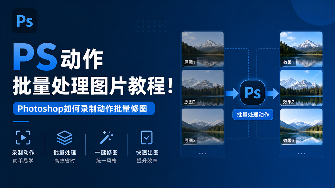 PS动作批量处理图片教程！Photoshop如何录制动作批量修图