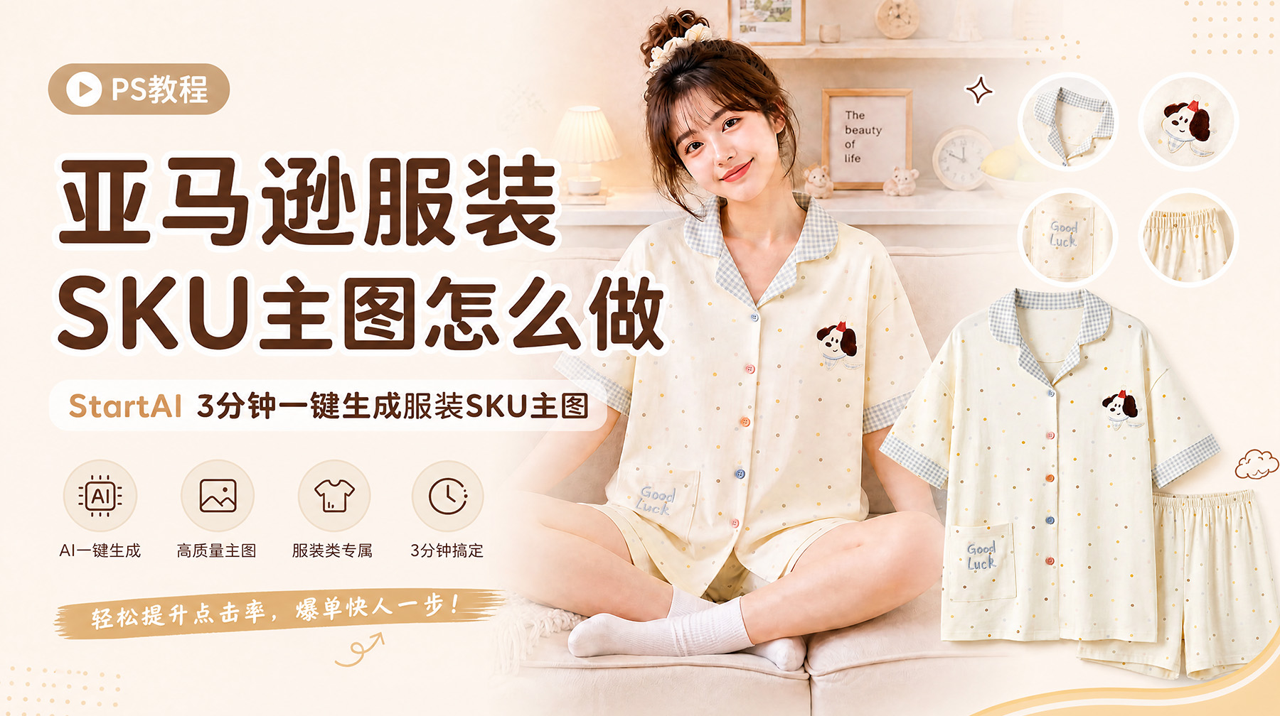 亚马逊服装SKU主图怎么做？StartAI 3分钟一键生成服装SKU主图