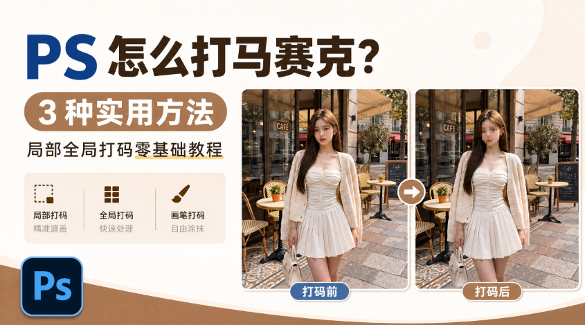 PS 怎么打马赛克?3 种实用方法,局部全局打码零基础教程