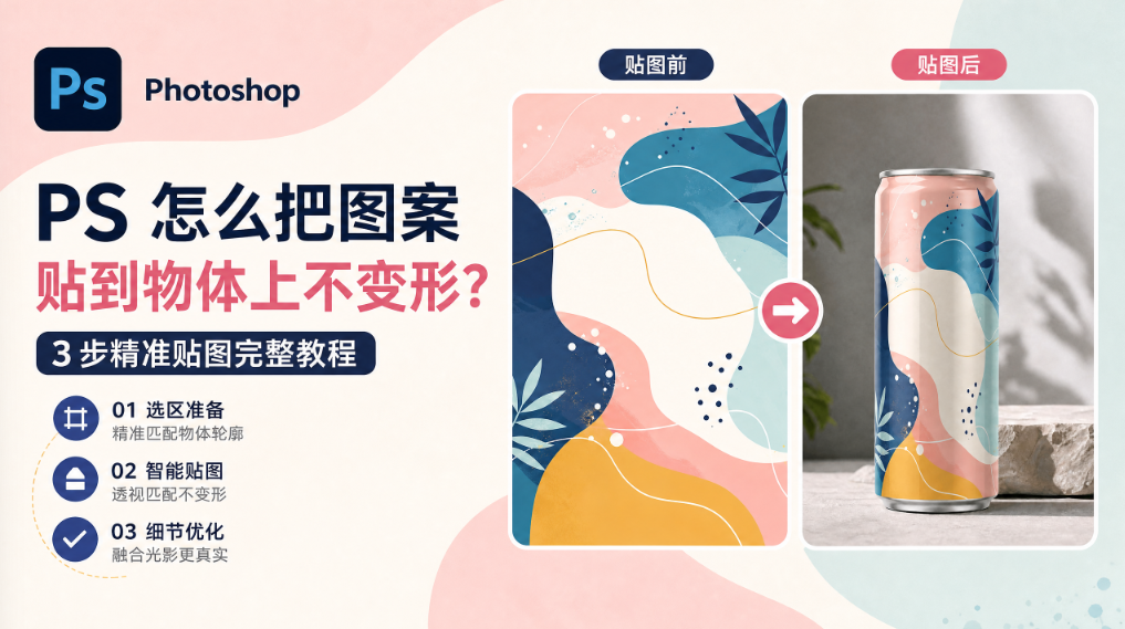 PS 怎么把图案贴到物体上不变形？3 步精准贴图完整教程