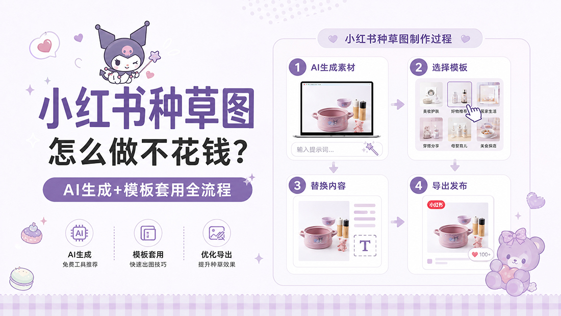 小红书种草图怎么做不花钱？AI生成+模板套用全流程