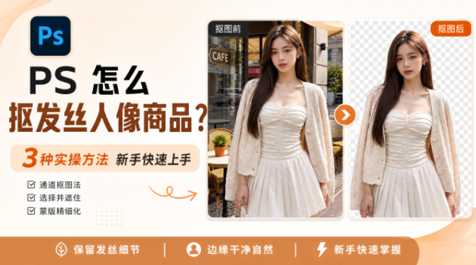 PS 怎么抠发丝人像商品?3种实操方法新手快速上手