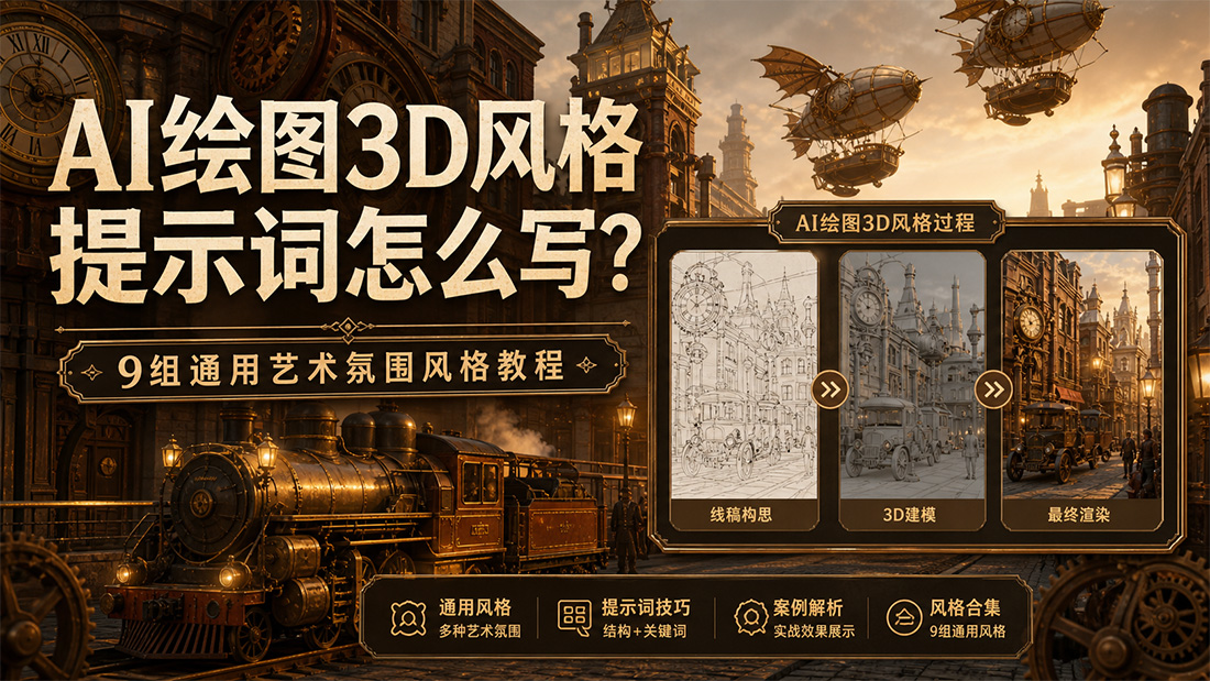 AI绘图3D风格提示词怎么写？9组通用艺术氛围风格教程