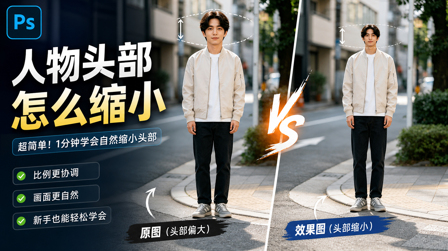 PS怎么把头变小？3种方法无痕搞定