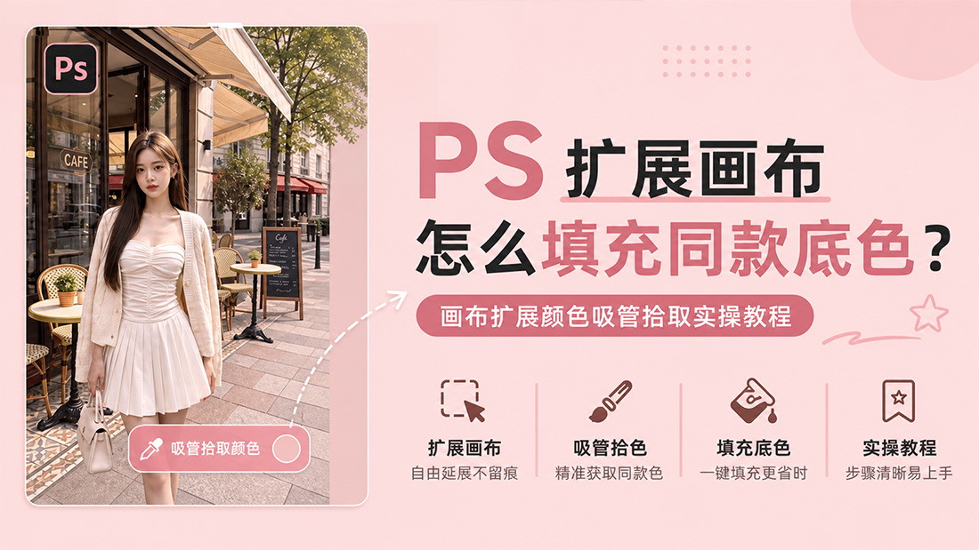PS扩展画布怎么填充同款底色？画布扩展颜色吸管拾取实操教程