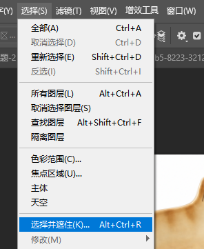 快捷键 Ctrl+Alt+R 打开【选择并遮住