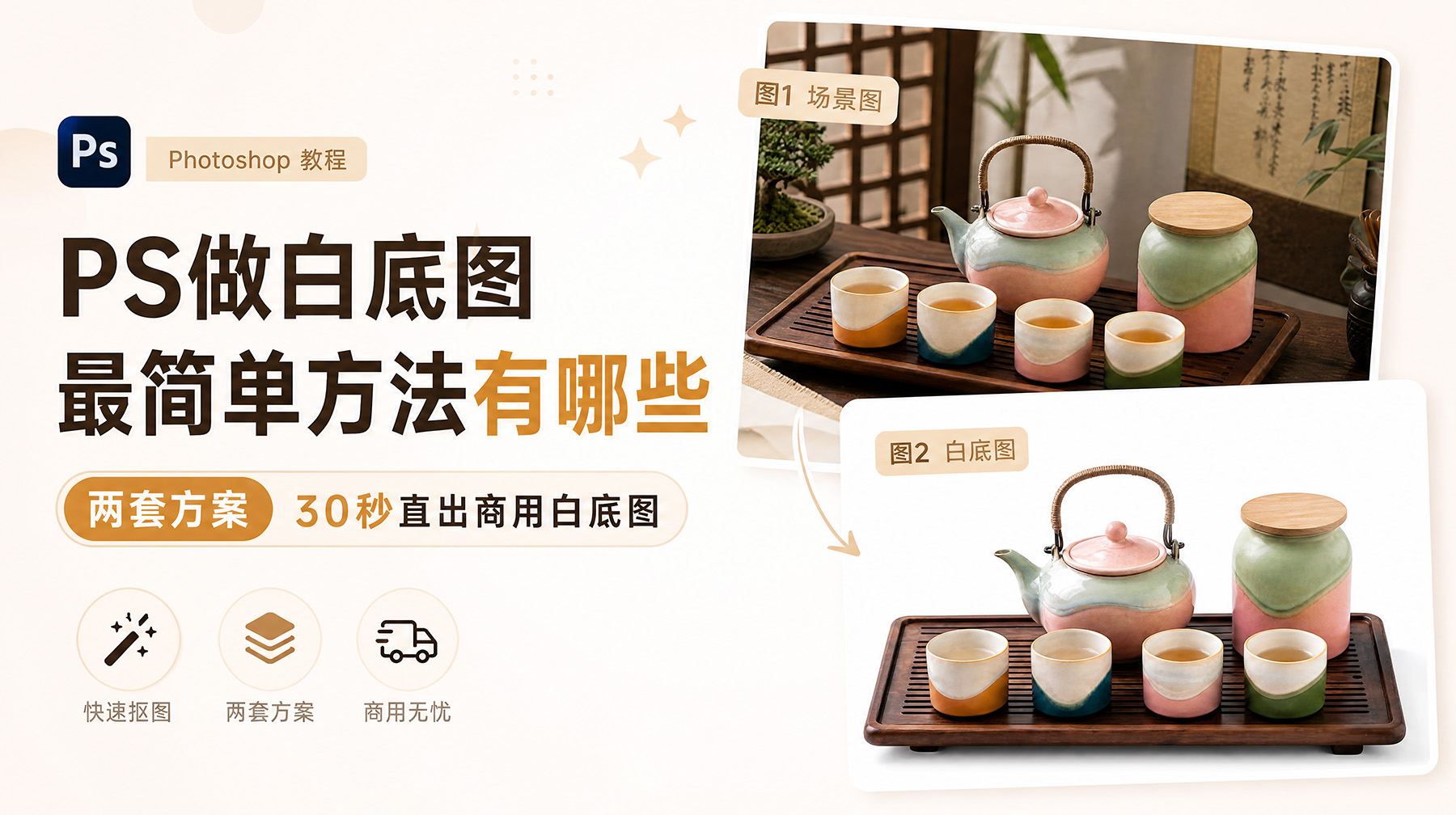 PS做白底图最简单方法有哪些？两套方案30秒直出商用白底图