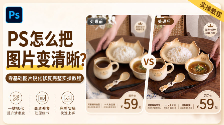 PS怎么把图片变清晰?零基础图片锐化修复完整实操教程