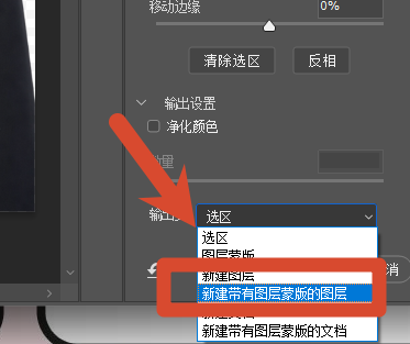 输出选择「新建带有图层蒙版的图层」；