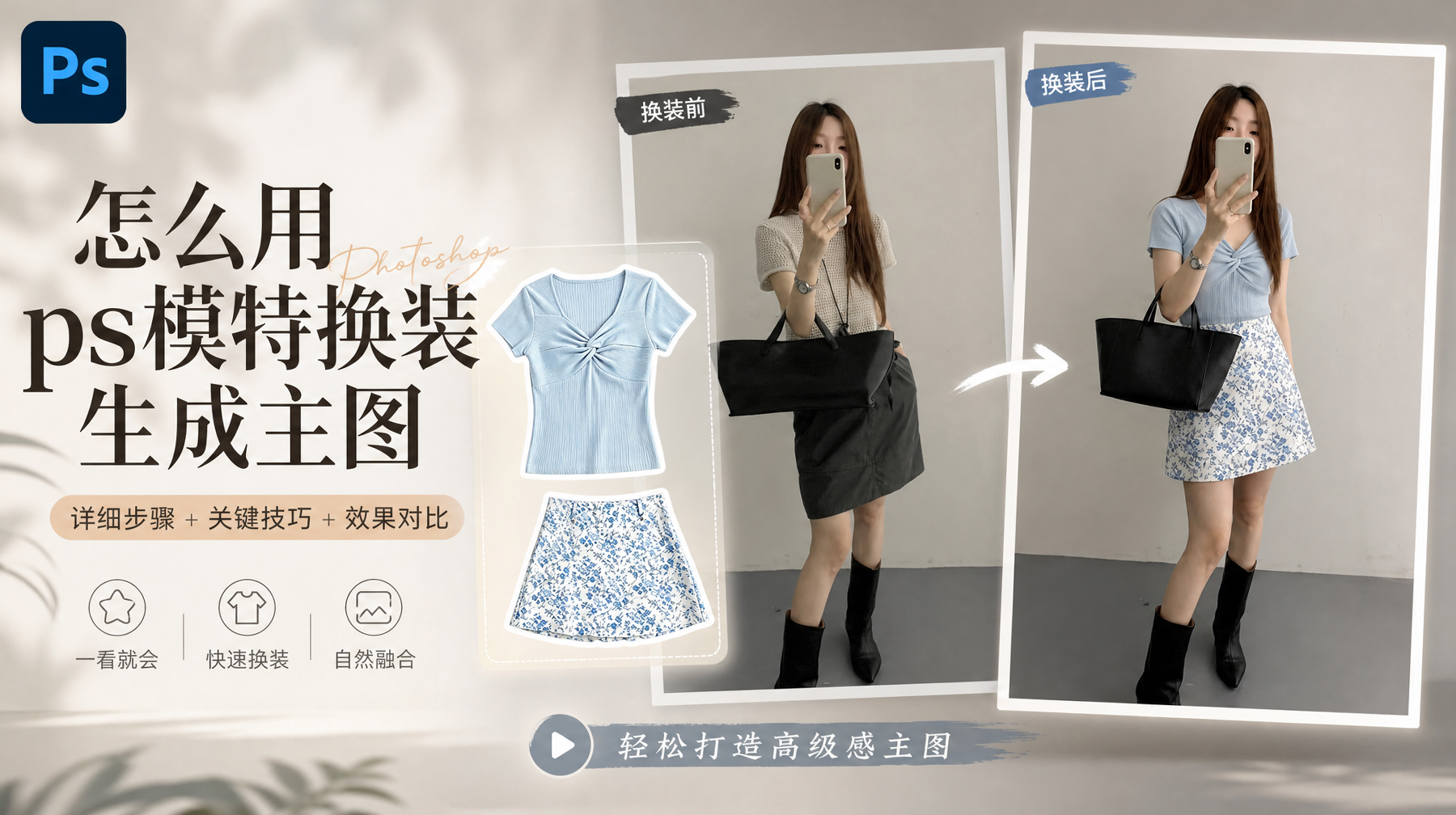 PS怎么给模特换装生成产品图?2种方法对比可1键生成