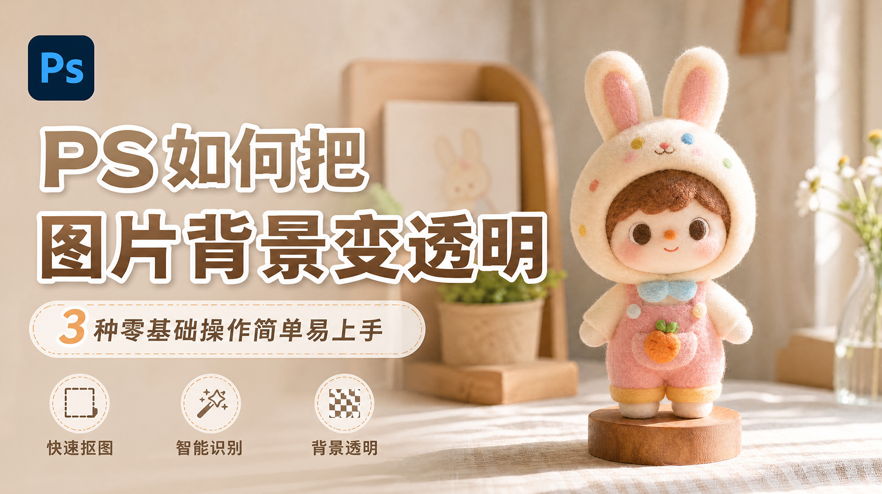 PS如何把图片背景变透明？3种零基础操作简单易上手