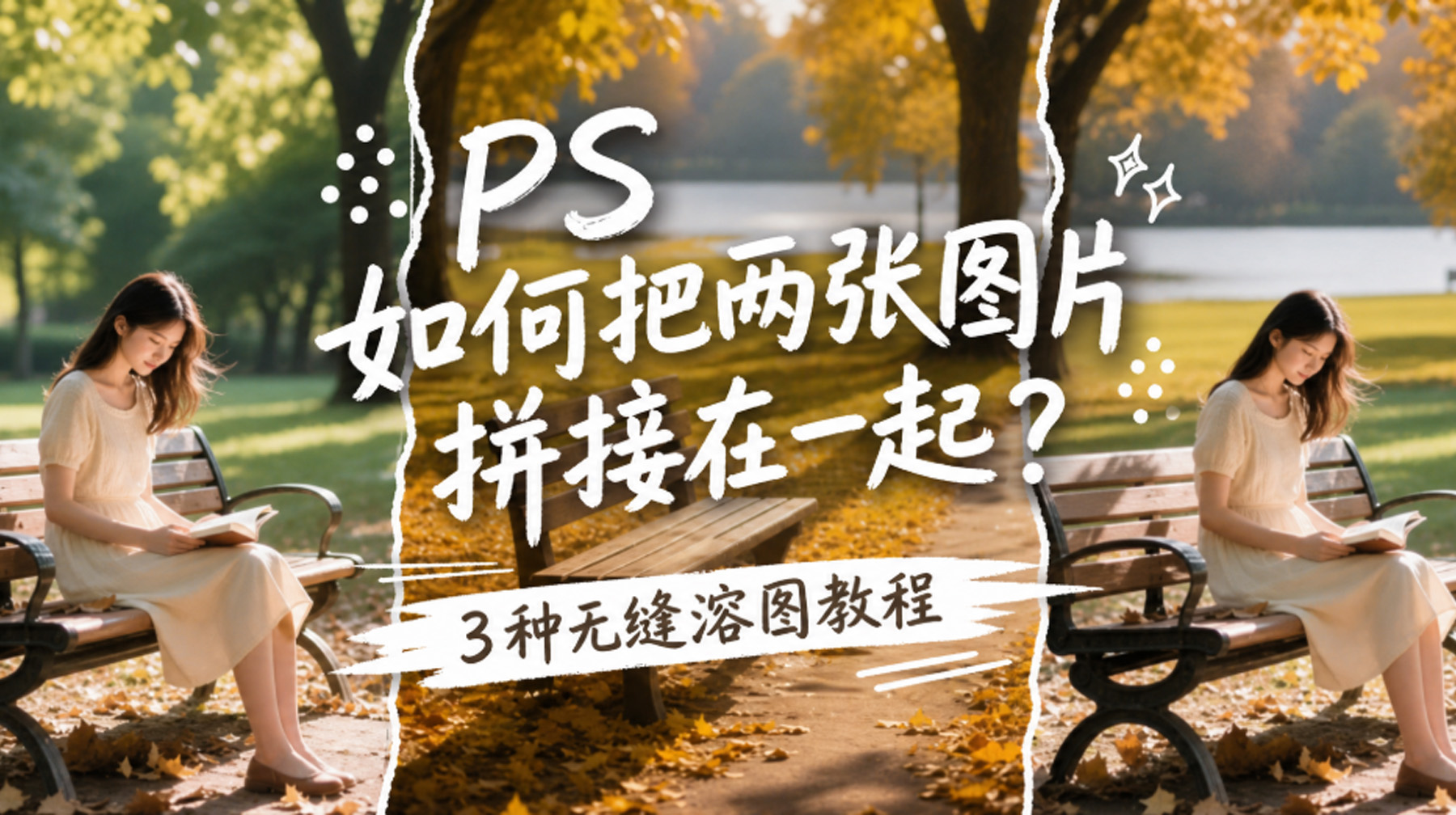 PS 如何把两张图片拼接在一起？3种无缝溶图教程