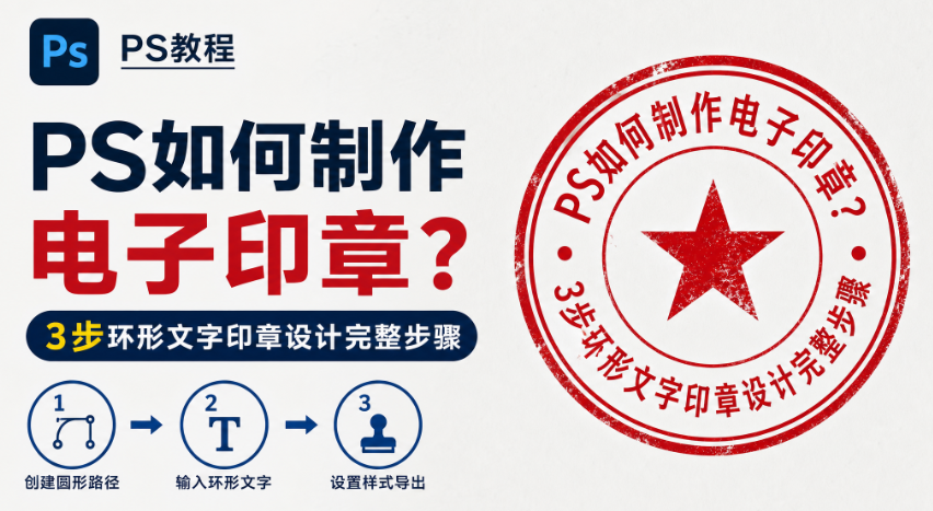 PS如何制作电子印章?3步环形文字印章设计完整步骤