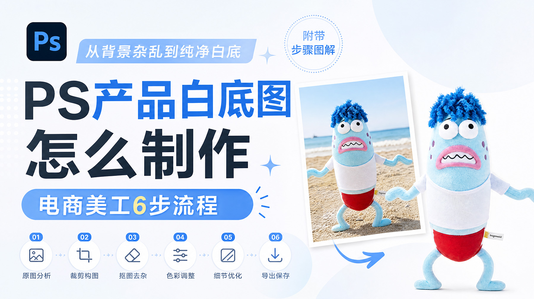 PS产品白底图怎么制作？电商美工6步流程