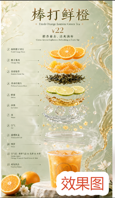 ps制作奶茶爆炸海报图效果